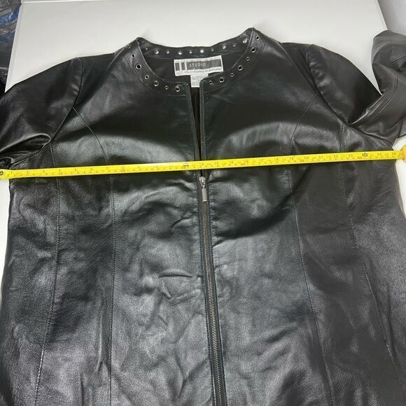 Vtg 80s JL Studio Leather Black Jacket Boho Size 16W - Picture 11 of 16